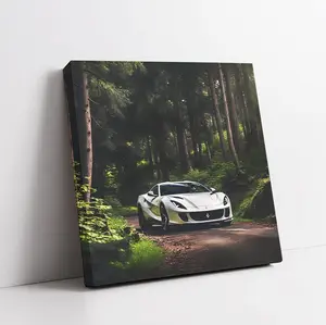 Ferrari 812 Superfast White In Forest Wall Art Car Vehicle Bedroom Posters Large