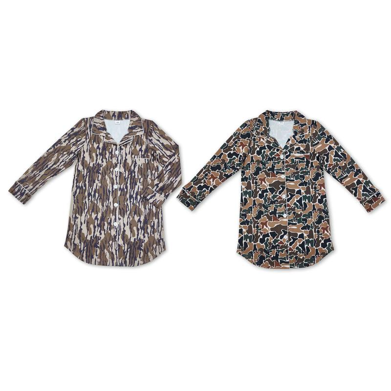 Hunting Season Long Sleeve Camo T-Shirt & Sleep Dress – Ultra Soft, Comfortable Women's Loungewear Perfect for Outdoor Lovers