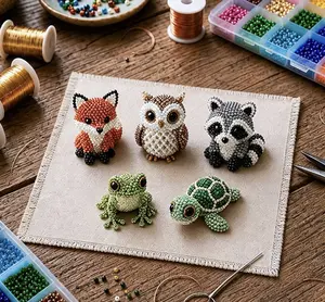 Single animal Beginner 3D Beaded Animal DIY Kit - Complete Craft Set for Cute Figurines, Stress Relief Activity