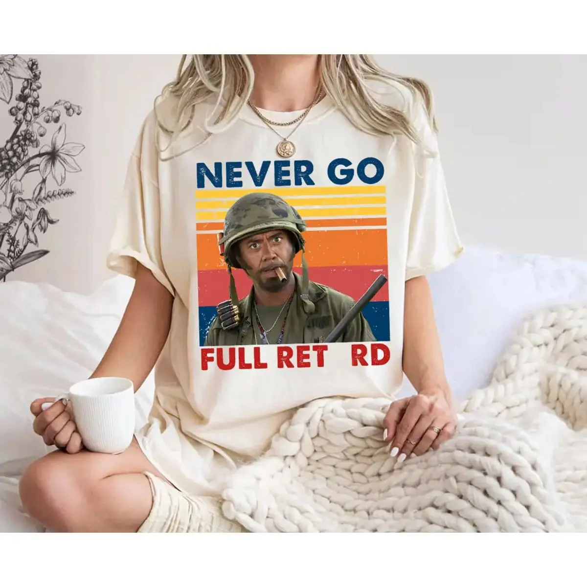 Never Go Full Vintage Shirt Sweatshirt, Shirt Funny Armyy Movie Shirt, Meme Shirt, Unisex Sweater Pullover Tee Cotton Printed