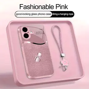 Suitable for [iPhone 16 Plus] high-end phone case，a beautiful four-leaf clover lanyard is included,printed case, no glitter，a lucky gourd will bring you good fortune，a variety of colors are available for you to choose from YM99
