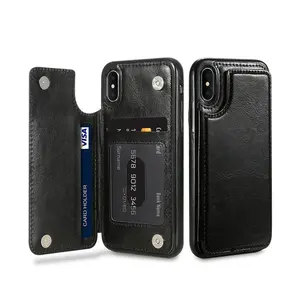 Multi-Card Slot Leather Smart Phone Case – Secure Magnetic Wallet Cover Protection Cloth