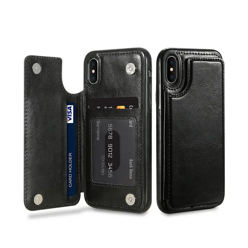 Multi-Card Slot Leather Smart Phone Case – Secure Magnetic Wallet Cover Protection Cloth
