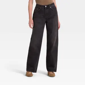 Women's Mid-Rise 90's Baggy Denim Jeans - Universal Thread Washed Black 14 Women's Mid-Rise 90's Baggy Denim Jeans - Universal Thread Washed Black 14