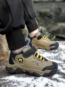 Boys' Fleece Lined Winter Boots, Warm Anti-Slip Outdoor Hiking Snow Shoes, Durable Running Sneakers for Boys