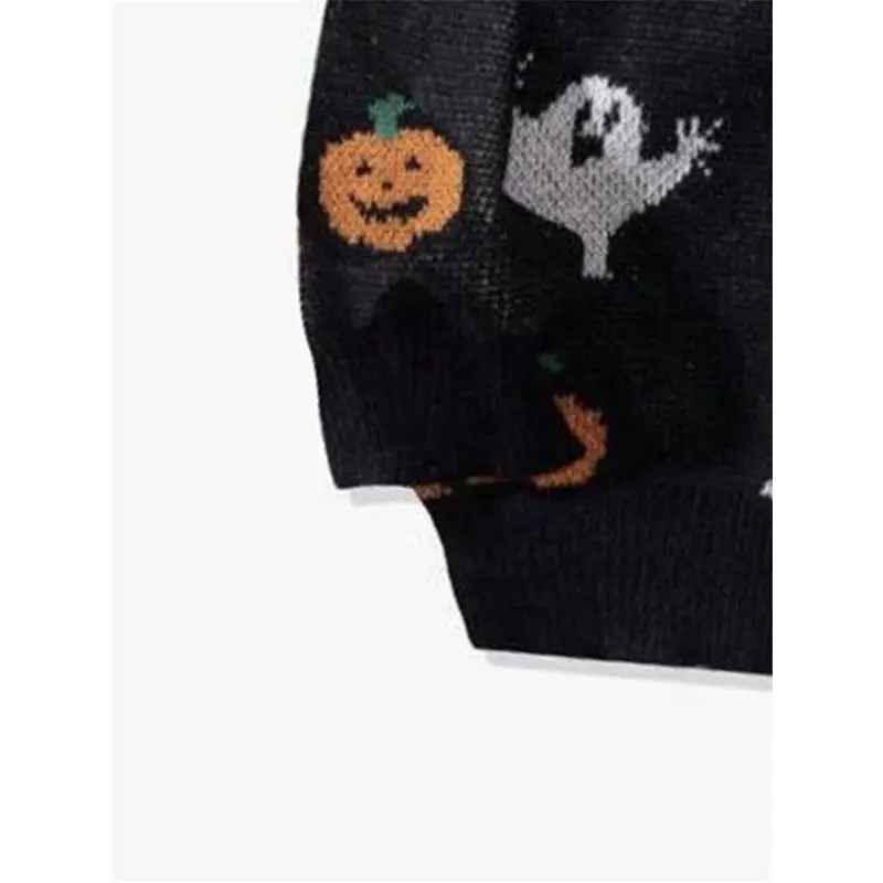 Men's Cartoon Pumpkin & Ghost Print Drop Shoulder Sweater, Regular Fit Casual?Halloween Themed Long Sleeve Round Neck Jumper for Fall & Winter, Fashion Men's Knitwear for Daily Wear Men's Cartoon Pumpkin & Ghost Print Drop Shoulder Sweater, Regular Fit Casual?Halloween Themed Long Sleeve Round Neck Jumper for Fall & Winter, Fashion Men's Knitwear for Daily Wear
