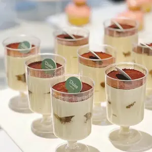 Mini Dessert Cups Set, Transparent Plastic Tilting Round Shooter Cup, Ideal for Sample Snacks & Parfait, Perfect Partyware