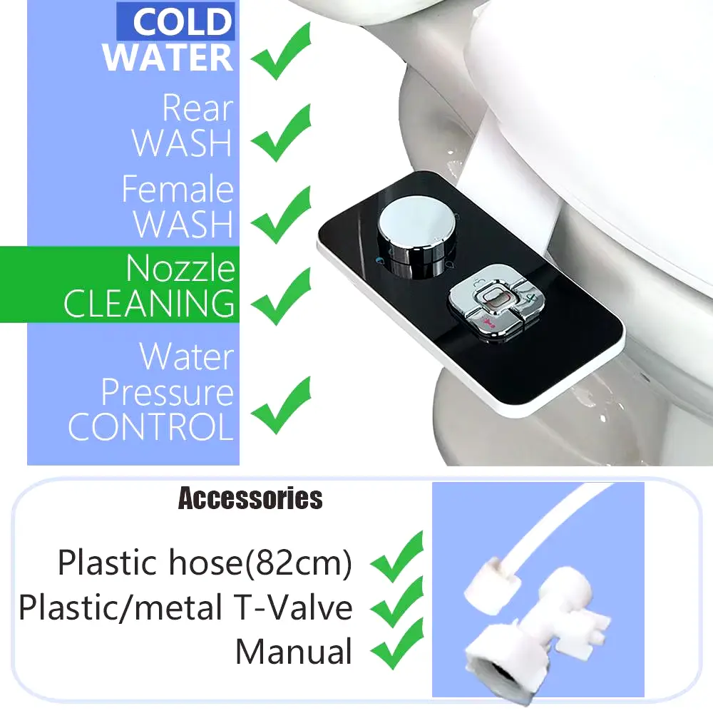 Bidet GUARDGETS Toilet Bidet Attachment for Toilets Seat Japanese Cover Non Electric Slim Shattaf Badette GUARDGETS