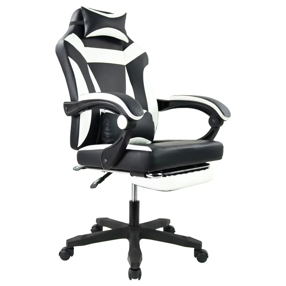 KKTONER Ergonomic Gaming Chair for E-Sport Racing Computer Swivel Height Adjustable with Armrest High Back Headrest and Lumbar Support (White)