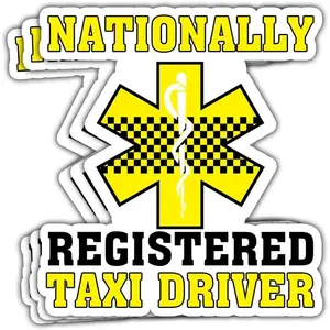 COMBO 3PCS Taxi Driver Sticker, Vinyl Decals Waterproof for Car, Laptop, Bike, Cup, Nationally Registered EMS EMT Gifts Decorations