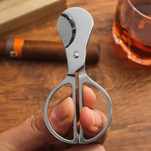 Stainless steel cigar cutter - heavy-duty portable pocket cigar cutter, one handed operation, suitable for Cuban  and accessories - durable and hygienic cigar accessories