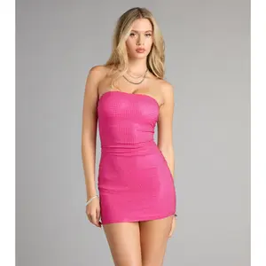 Glow Getter Rhinestone Strapless Mini Dress