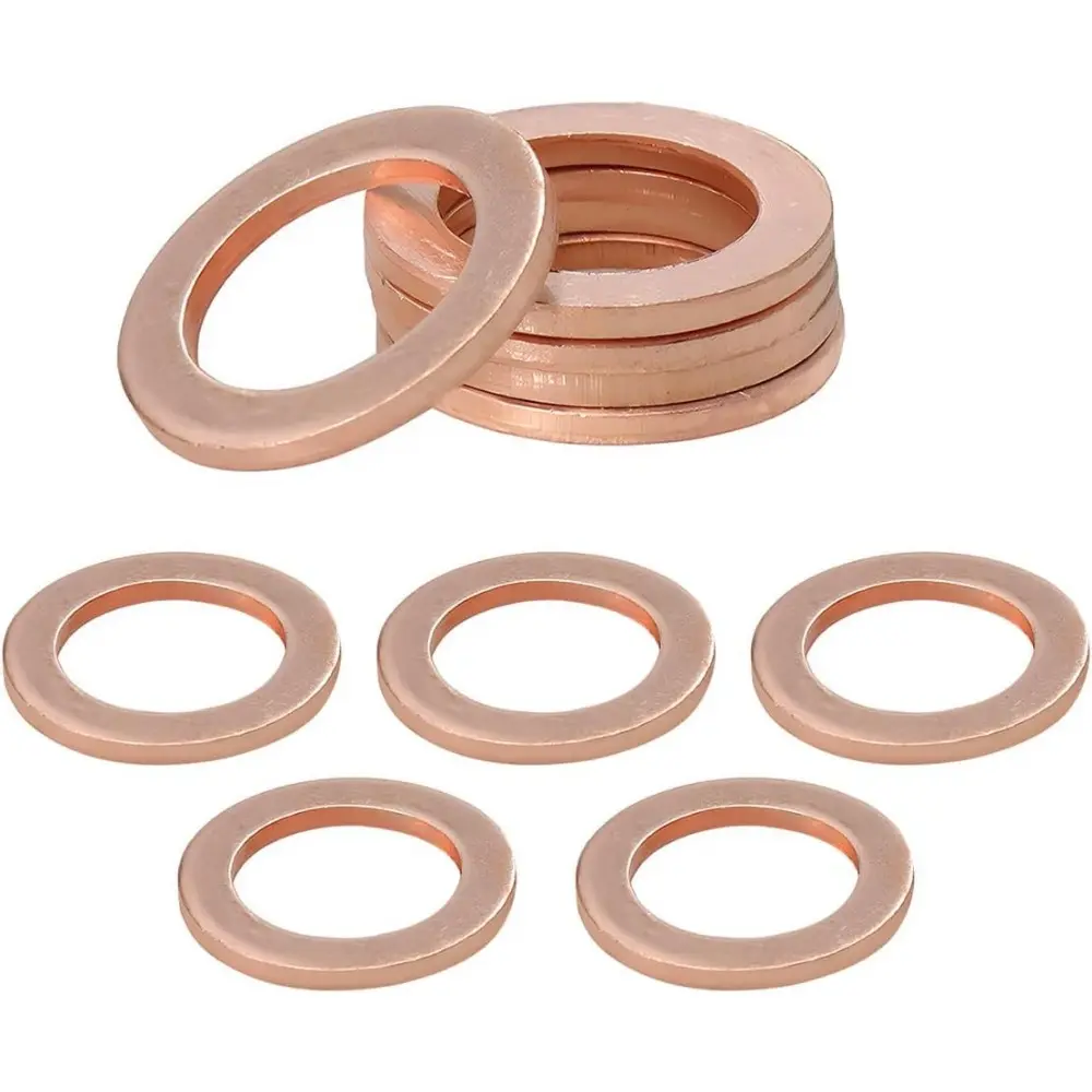 10 PCS Oil Drain Plug Gasket, 14mm Cooper Crush Washer Oil Sealing Gaskets, Automotive Replacement Drain Plug Gaskets With OEM PN Part 007603-014106, Car Accessories