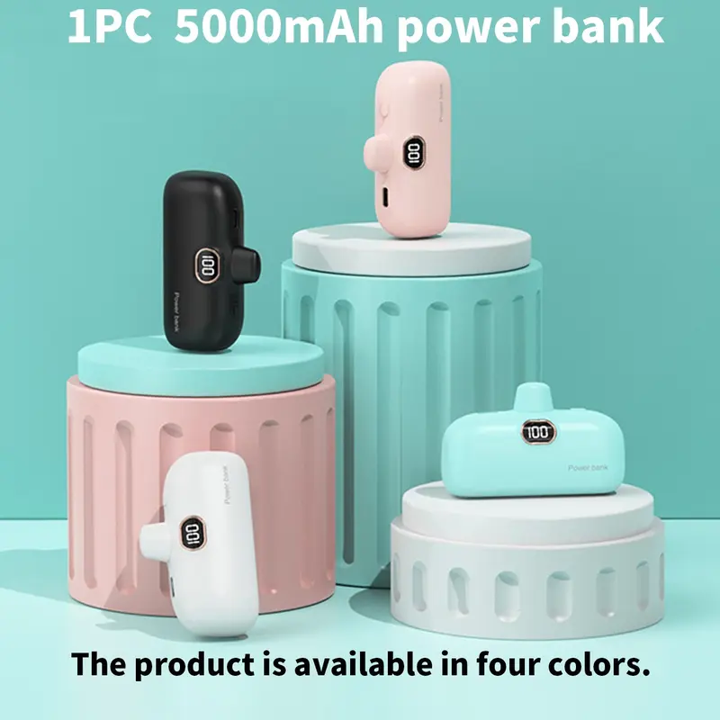 Portable Charger, Travel Battery Pack, Compact Design, 10w 5000mah Emergency Power Bank, USB-C Input, Compatible with iPhone 5 to 14 Series, Multiple Colors Available