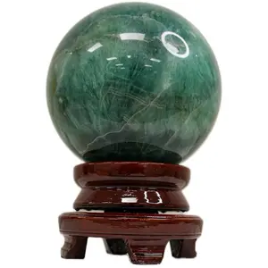 Giant Fluorite Sphere on Wooden Stand - 30–40 lbs ≈13.6–18.1 kg Natural Crystal Specimen with Rich Green Color and Unique Stand Design