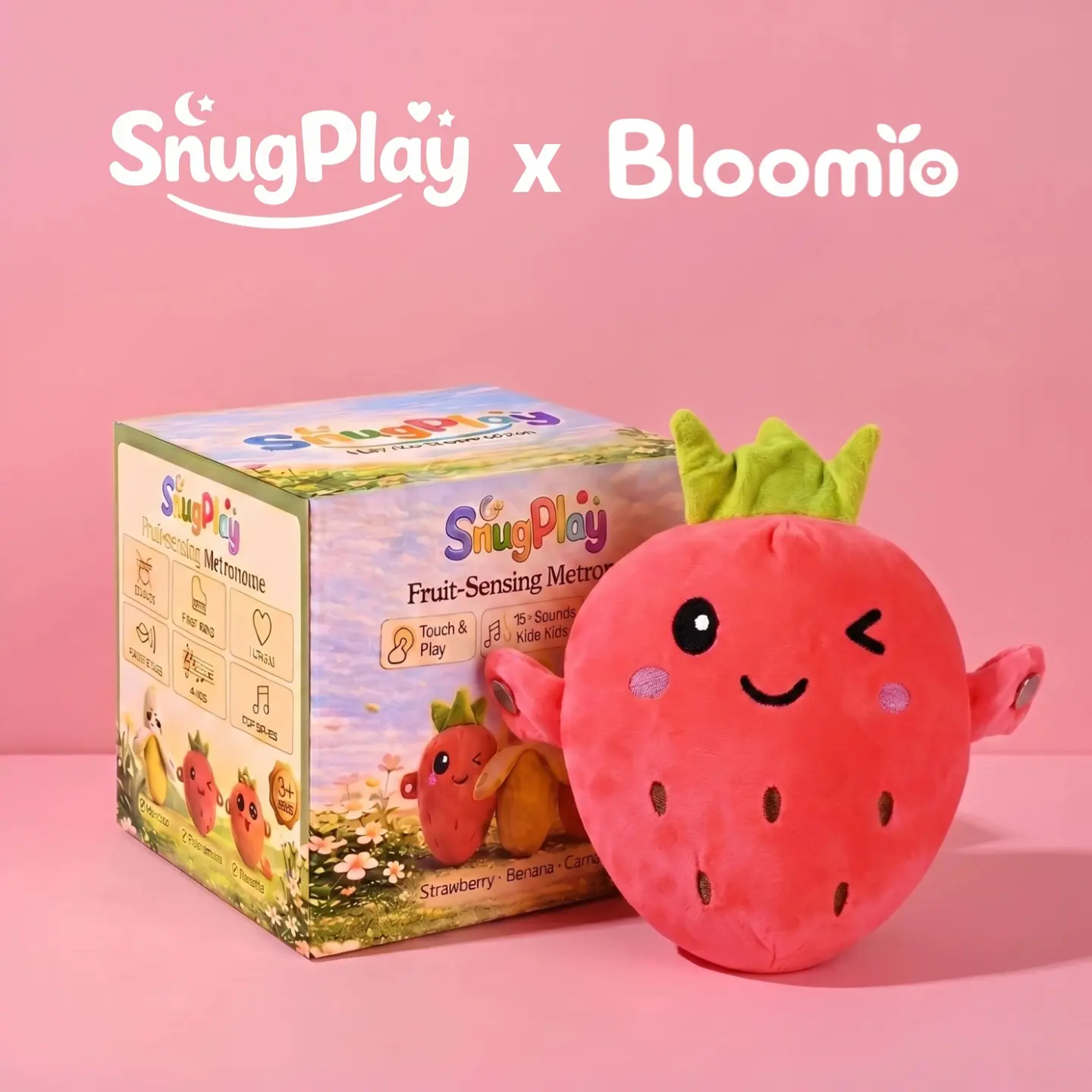 Bloomio Joys Interactive Music Plush Toy Set – Banana, Strawberry & Carrot Electric Plush Toys for Parent-Child Interaction, Couples & Friends Prank Toy, Valentine’s Day & Easter Party Fun Gift for Kids & Adults stuffed animals cute girly gifts