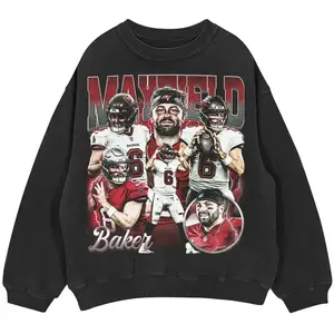 Baker Mayfield Sweatshirt, Football American Graphic Vintage, Football 90s Inspired Gift Fan Unisex Sweatshirt