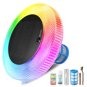 Goldlife Solar Powered Pool Ionizer & RGBIC Floating Light, Copper Ionization Sun Shock Water Purifier, 45,000 Gal Chlorine-Free Cleaner