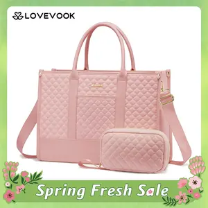 LOVEVOOK Laptop Canvas Bags for Women,15.6-17.3 inch Laptop Zipper Work Bags with Clutch Purse,Shoulder Bag with Adjustable Straps & 2 Cup Holders, Women Briefcase for Travel,Teacher,Doctor, Nurse,TikTokShopSpringStatements