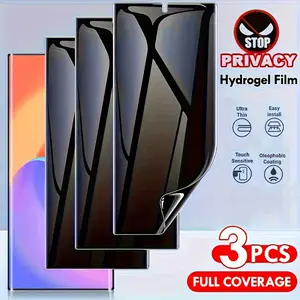 3pcs Privacy Protection, Anti-Spy, Protective Smartphone Screen Protector Suitable for Galaxy S25/S25+/S25 Ultra, Hydrogel Film with Full Coverage Soft Cover for S24/S24+/S24 Ultra, S23 Ultra/S23, S22/S22 Ultra/S21/S21 Ultra/S20/S20+, Note 20/20 Ultra