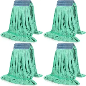 4 count Commercial Mop  Replacement Tube Microfiber Industrial Looped End Mop Heads Refill for Floor Cleaning for Home Commercial Industrial Use(Large,Green)