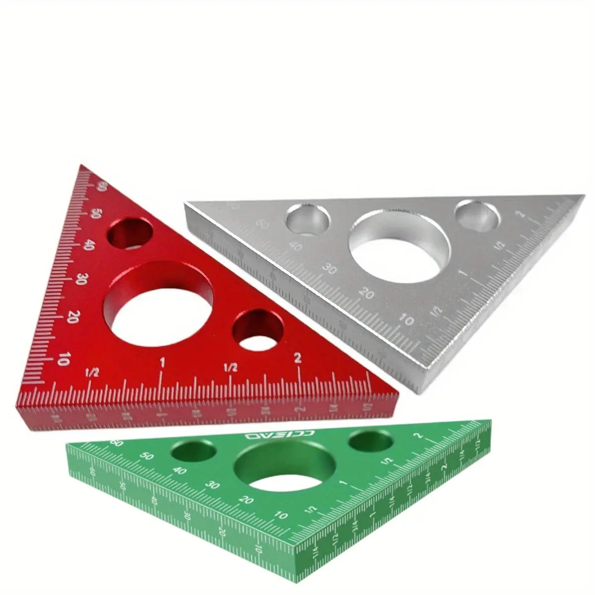 45 & 90 Degree Triangle Ruler, Triangular Aluminum Alloy Triangle Ruler with Imperial and Metric Scales, Height Measuring Tool for Woodworking Workshop Table, Measuring Instrument