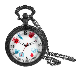 Nurse Doctor Pocket Watch: Chain Necklace Watch Quartz Round Arabic Numerals Dial Easy Reader
