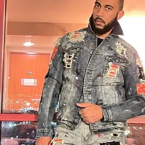 Mens Patchwork Bandanna Art Denim Jacket