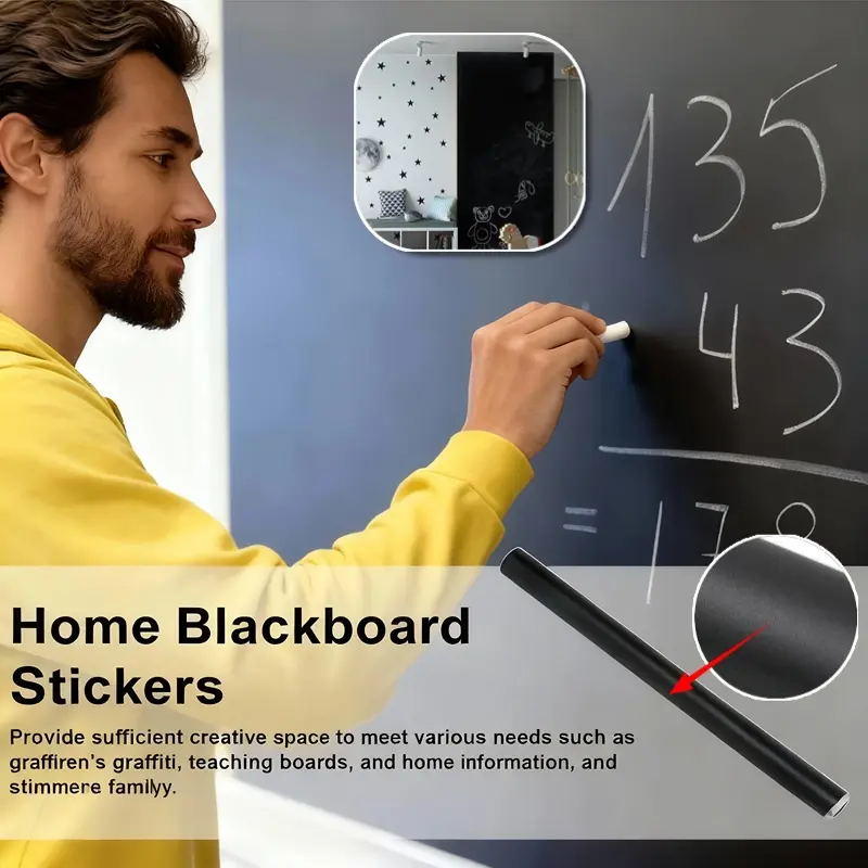 Removable Thick Blackboard Wall Sticker, Magnetic Chalkboard, Self-Adhesive Magnetic PVC Material, Includes 5 Chalks, DIY Graffiti, Teaching Office Use, 45x200cm