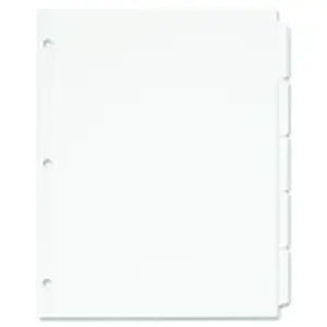 Avery 11 x 8.5 In. Plastic Non-Laminated Reinforced Write-On Tab Divider, White, Pack of 5