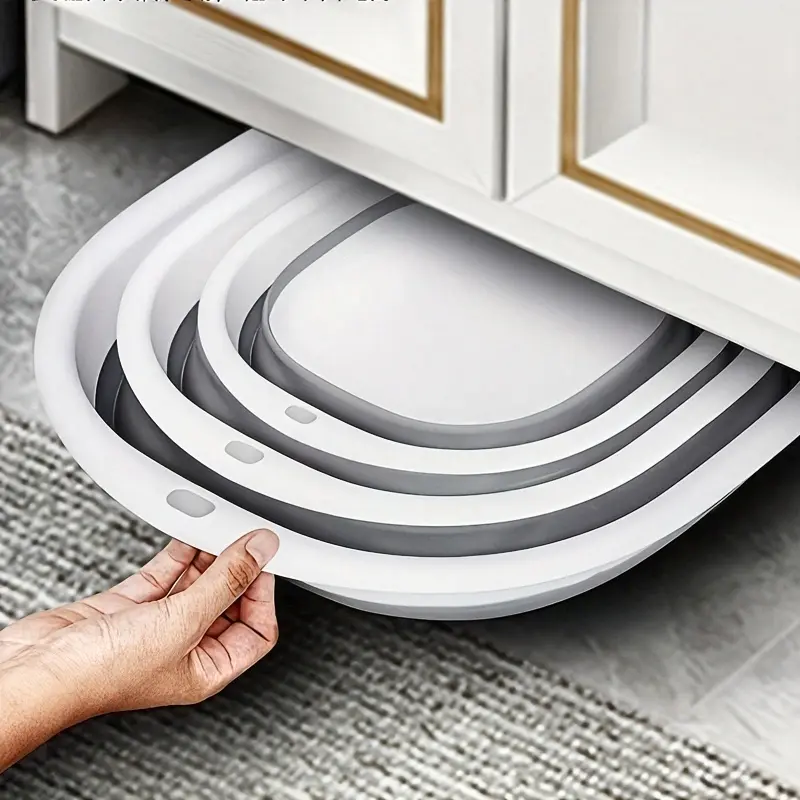 Three large, medium and small-sized foldable basins - multi-functional for washing faces, vegetables, underwear and soaking feet - student washbasin for dormitories, portable travel plastic compression basin, foldable water basin for home, Bathroom