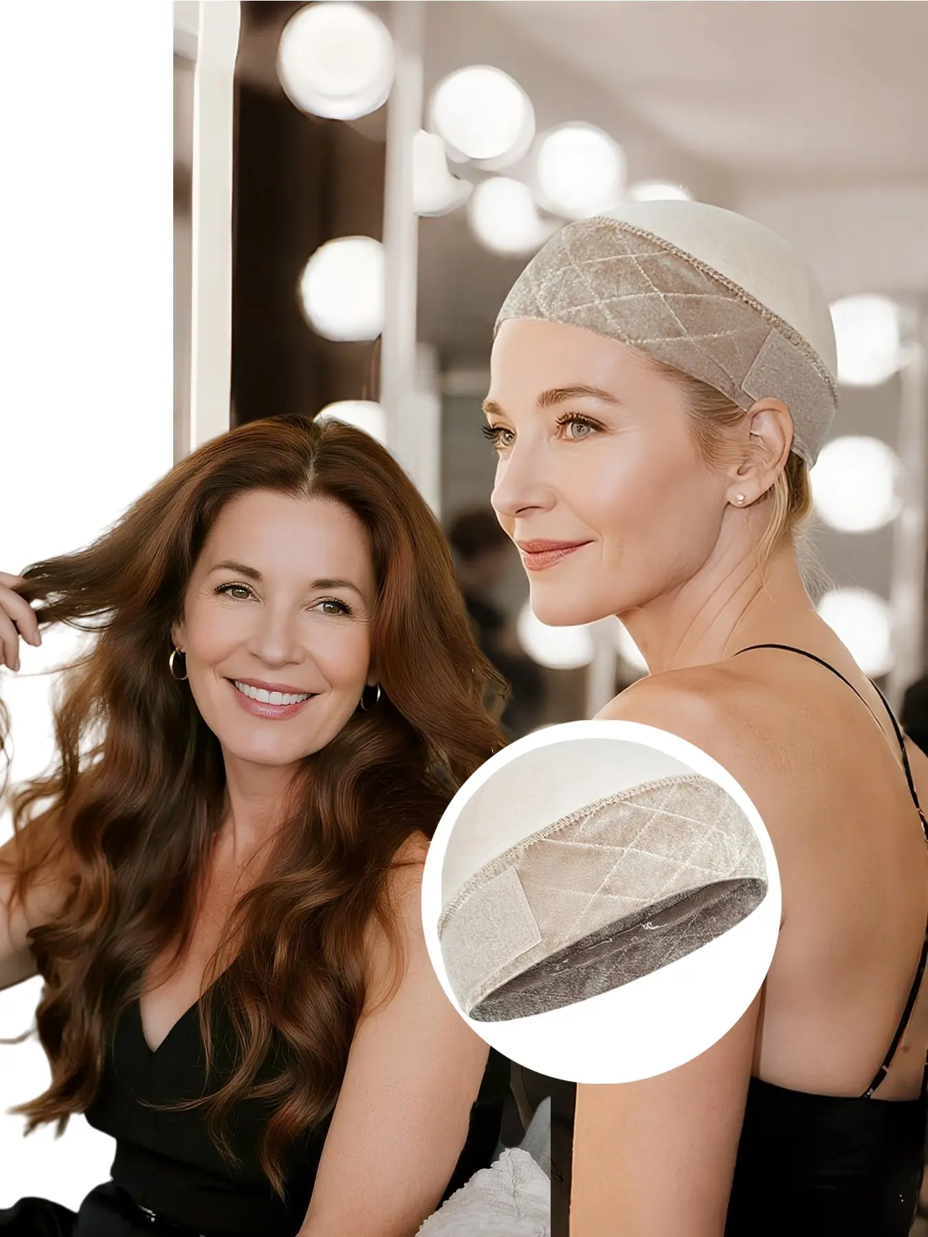 Wide Wig Grip Cap for Glueless Wigs, 2-In-1 Dark Wig Caps, Adjustable Wig Grip Headband, 1 Piece, Comfortable & Secure Fit