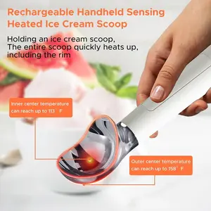 Heated Ice Cream Spoon with Rechargeable Battery,，Active Heating Constant Temperature Ice Cream Scoop, Ideal for Home Use, Durable & Efficient Design, Perfect Gift Idea