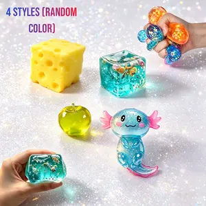 4-Pack Soft Plush Toy Set, Tpr & Sponge Squeeze Toys, Stress Relief Fuzzy Toys, Random Colors, Suitable for Kids and Adults
