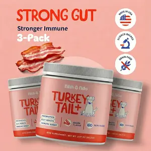 3-Pack of Turkey Tail+ - Dog Food Topper with Probiotics to Support Lipomas, Immune Support & Gut Health - 100 Servings each bottle with Bacon Flavor