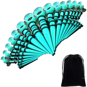 50 Pieces Ear Stretching Kit 14G-00G Acrylic Tapers and Plugs + Silicone Tunnels - Ear Gauges Expander Set Body Piercing Jewelry