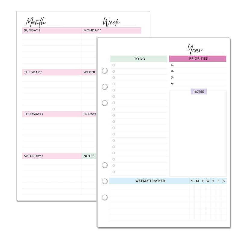 Undated Weekly Planner Inserts fits A5 and Personal Size Planners ...