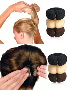 Hair Bun Maker, Hair Donut Bun Maker, DIY Hairstyle Updo Foam Circular Mesh Hair Bun Scrunchie, Ponytail Holder Fashionable Hair Accessories for Women & Girls