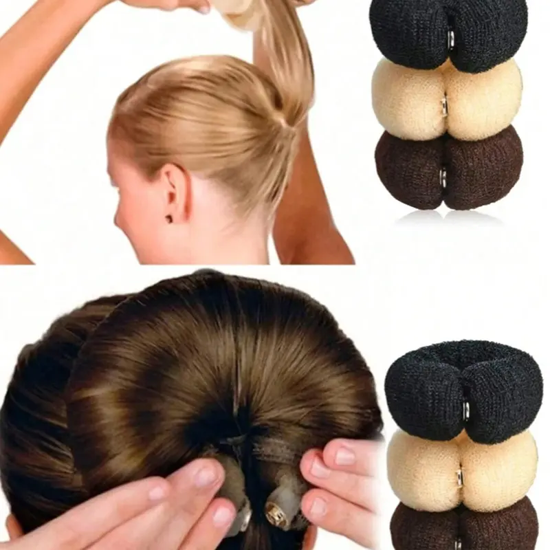 Hair Bun Maker, Hair Donut Bun Maker, DIY Hairstyle Updo Foam Circular Mesh Hair Bun Scrunchie, Ponytail Holder Fashionable Hair Accessories for Women & Girls