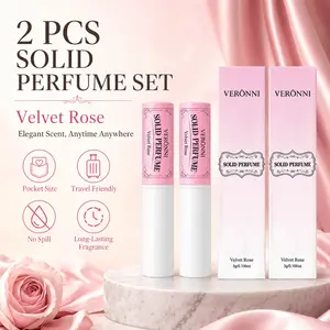 Student-Friendly Solid Perfume Stick Set, Veronni 2-Pack, Long-Lasting Fragrance, Alcohol-Free, Portable Design, Ideal for School & Outdoors