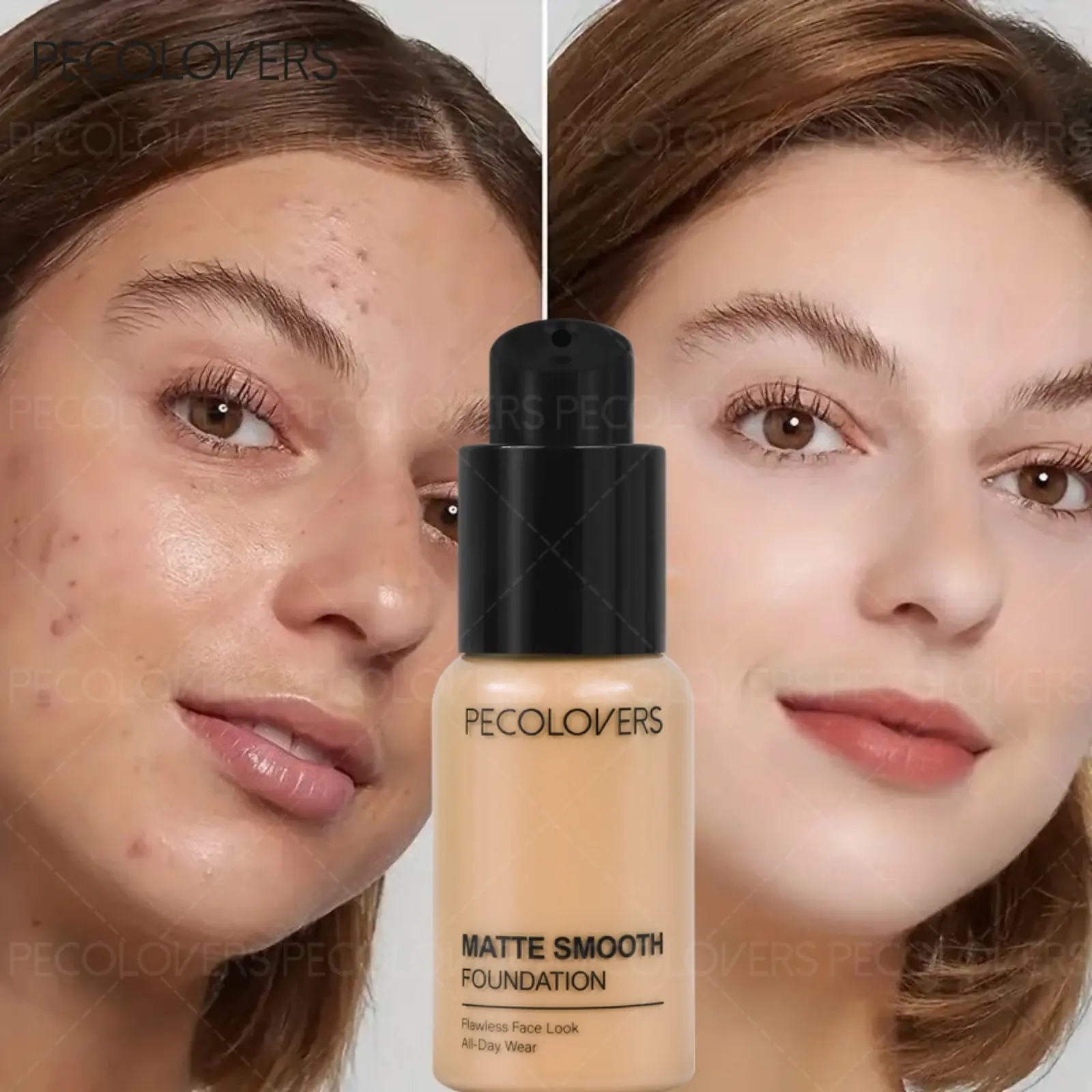 1PC Pro Flawless Liquid Foundation Makeup - Full Coverage, Natural Matte Finish, Waterproof, Long-Lasting Concealer for Dark Circles, Acne, Blemishes, and Imperfections - Suitable for All Skin Types and Tones Cosmetic Product
