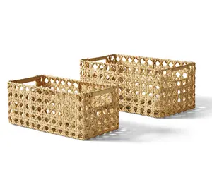 Better Homes & Gardens Natural Cane Weave Basket Set, 2-Piece