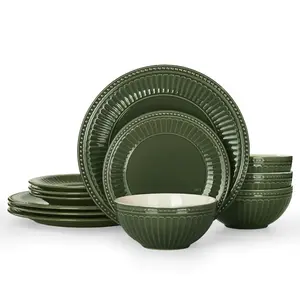 Famiware Garden Elegance Dinnerware Set - 12-Piece Ceramic