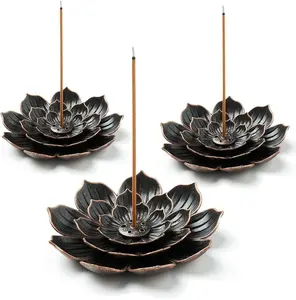Brass Lotus Incense Holder, Incense Sticks Burner, Incense Ash Catcher, 3 Pack Aroma Fragrance
