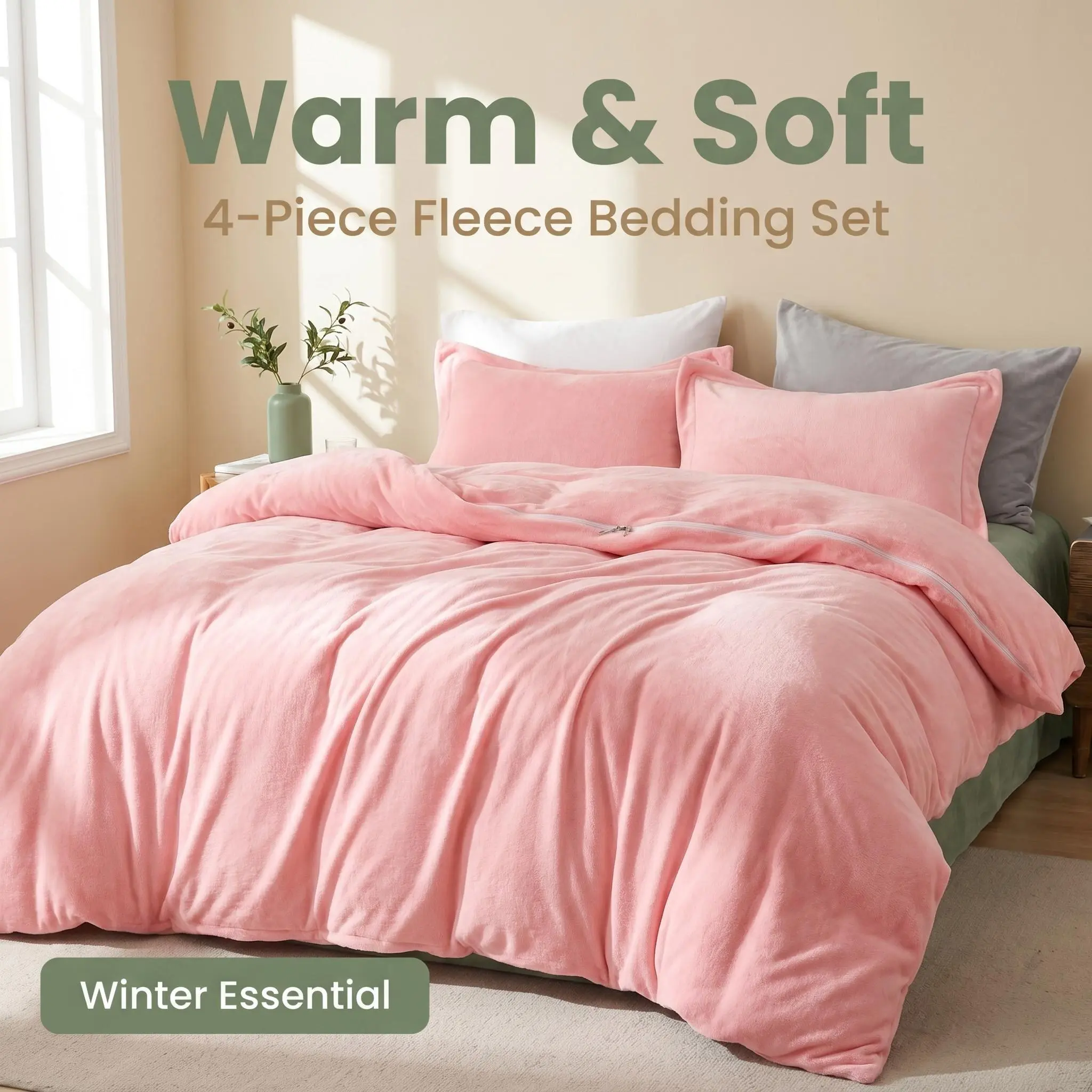 [ Summer Sale Deals ]NTBAY 3-Piece Ultra Soft Velvet Duvet Cover Set - Fluffy Breathable Cozy Comforter Cover with Zipper & Corner Ties, Skin-Friendly Bedding (1 Duvet Cover + 2 Pillow Shams), King/Queen/Twin