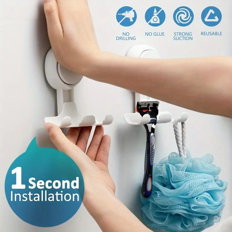 Sucker razor holder, suitable for shower-easy to install, no need to drill holes, used to store razors, sucker shower hooks.
