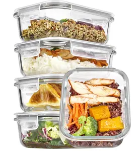 [Mother's Day Gift] 22oz Glass Food Storage Containers with Airtight Snap Lids, Glass Meal Prep Container Set for Microwave, Oven, Freezer & Dishwasher Safe