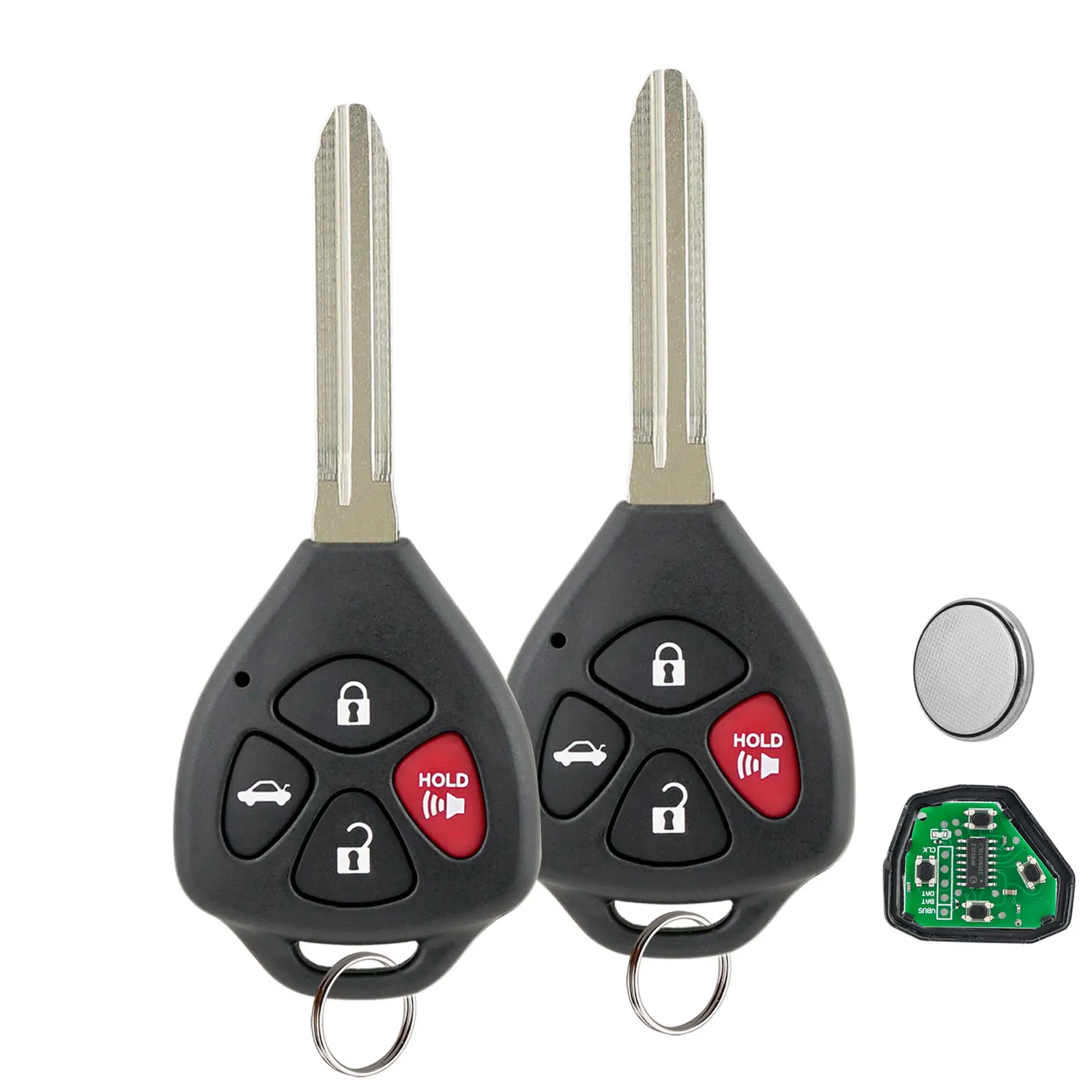 2x Keyless Entry Remote Key Fob Replacement for 2007-2011 Toyota Camry, 4-Button HYQ12BBY with 4D67 Chip & 315MHz, Car Accessories with Included Batteries