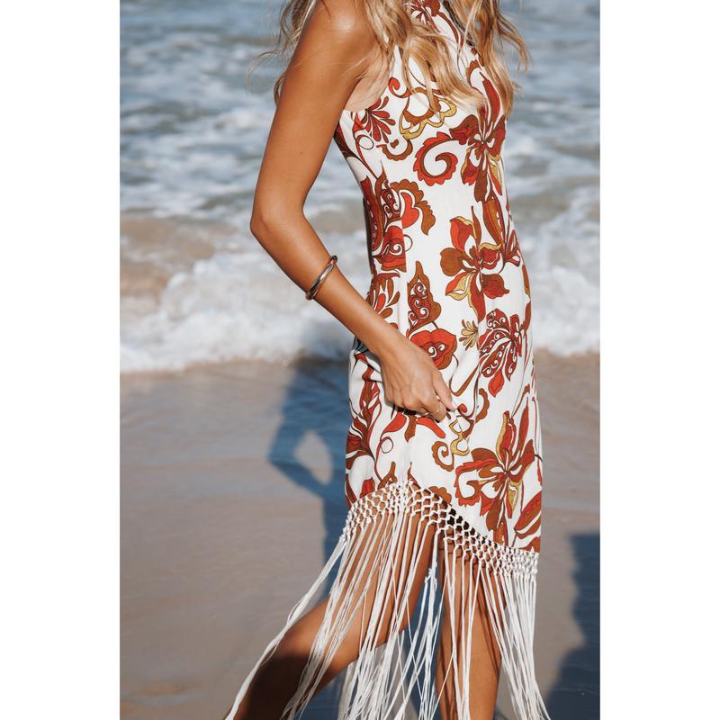 Aquarius Midi Dress - Brown Floral