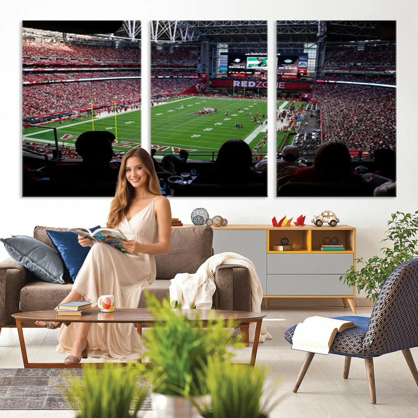 Artistic Minimalist State Farm Stadium Canvas Wall Art - Arizona Cardinals NFL Arena Decor, Glendale Stadium View Print, Balanced Colors Contemporary Multi-Size Ready-to-Hang Room Photography Artwork